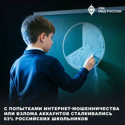 С попытками интернет-мошенничества или взлома аккаунтов сталкивались 63% российских школьников. 