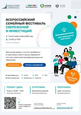 О проведении регионального этапа семейного фестиваля сбережений и инвестиций