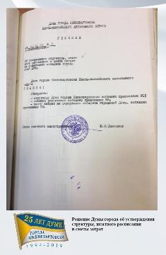 решение 1 заседания Думы города 