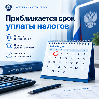 Новости:  1 декабря 2026 года - последний день, чтобы заплатить налоги 